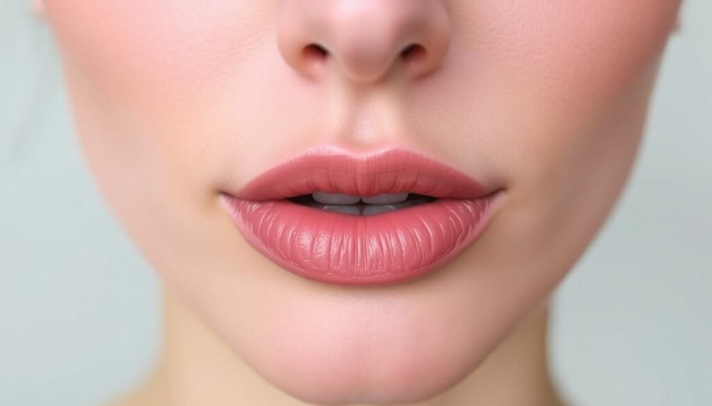 Makeup tips for thin lips: Applying lip liner for a fuller look.