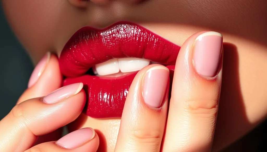 finger-smudging technique for wine-stained lips