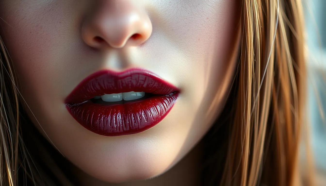 wine stained lips