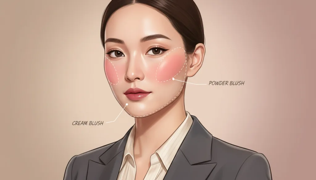 blush placement for oval face